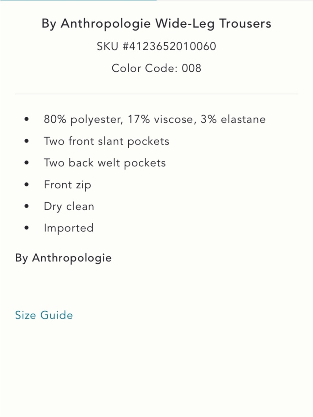 By Anthropologie Wide Leg Trousers - Picture 5 of 5